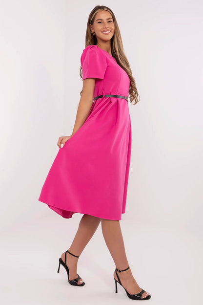 Back view of the Elegant Midi Daydress by Italy Moda, displaying the discreet zipper closure and the refined design details.