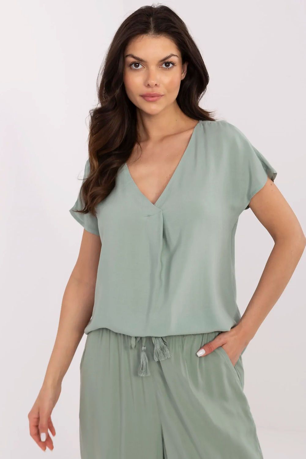 Sublevel casual blouse displayed on a model, exemplifying the elegant yet relaxed style ideal for daily wear in multiple sizes.