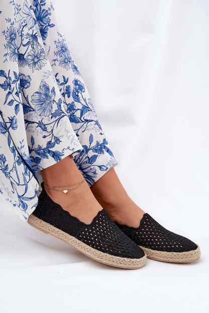 Close-up of Vinceza espadrilles, showcasing luxurious fabric and comfortable rounded toe design for women's fashion.