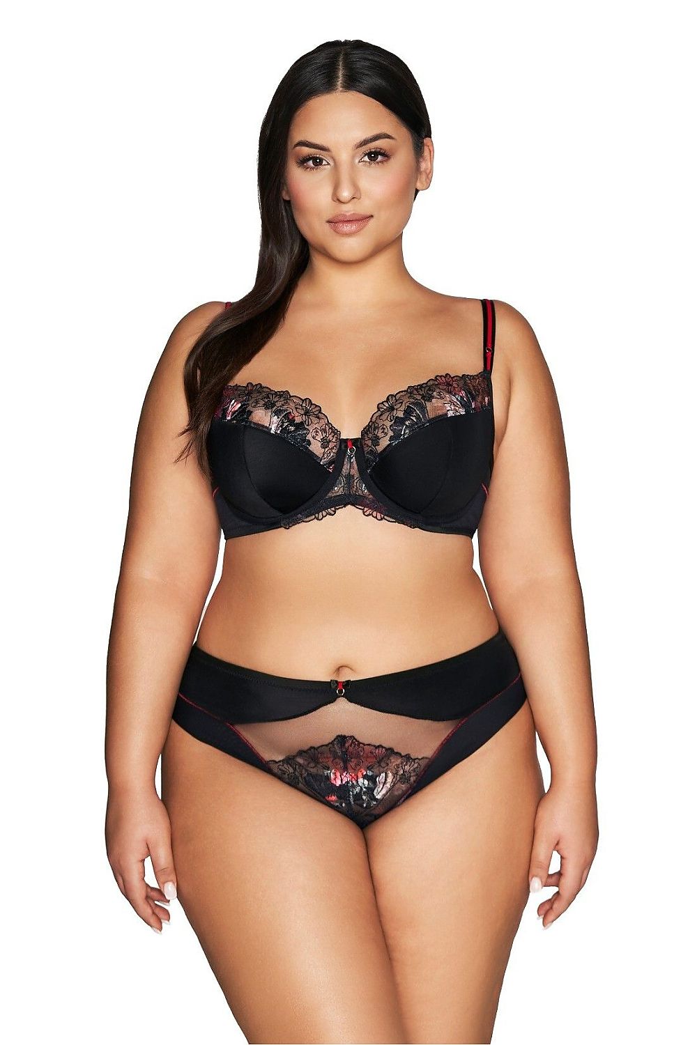 Close-up detail of the Ava semi-soft bra, showcasing soft microfiber fabric and decorative embroidery for an elegant touch.