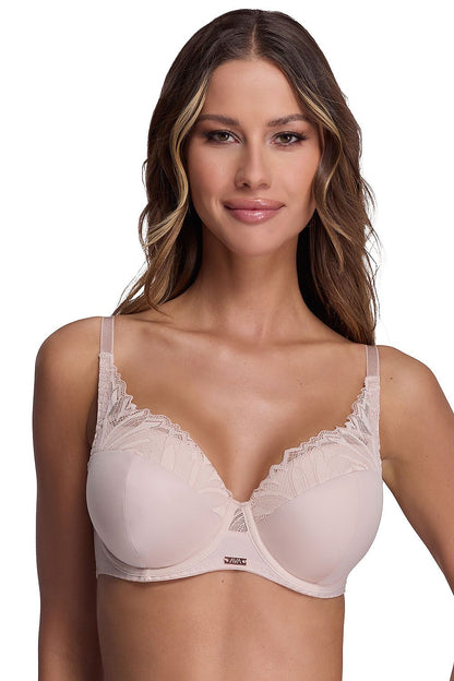 Elegant underwired bra by Ava featuring intricate lace embellishments, designed for comfort and support in sizes EU 70-90.