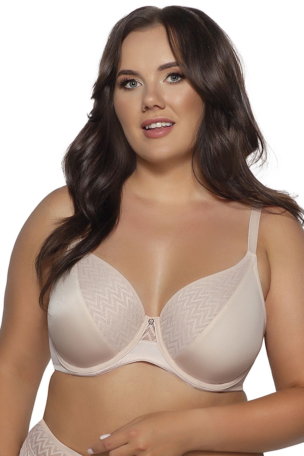 Luxurious Ava soft bra designed for fuller breasts in sizes EU 75J-105G, showcasing elegant contours and exceptional comfort.