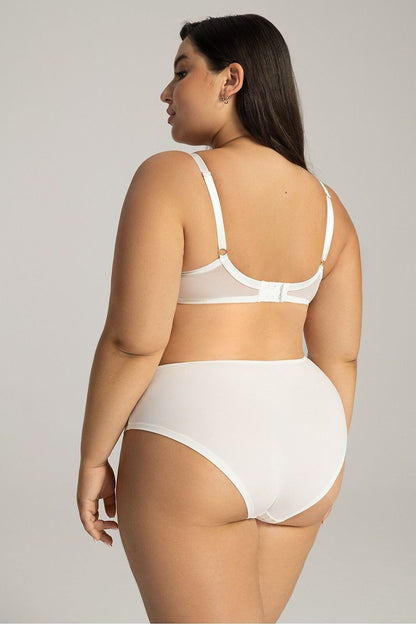 Ava luxurious microfiber briefs featuring delicate lace inserts, designed for everyday elegance and comfort in sizes S-XXL.