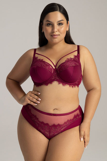 Close-up of Ava luxury Brazilian style lingerie, featuring intricate lace and soft materials for enhanced femininity.