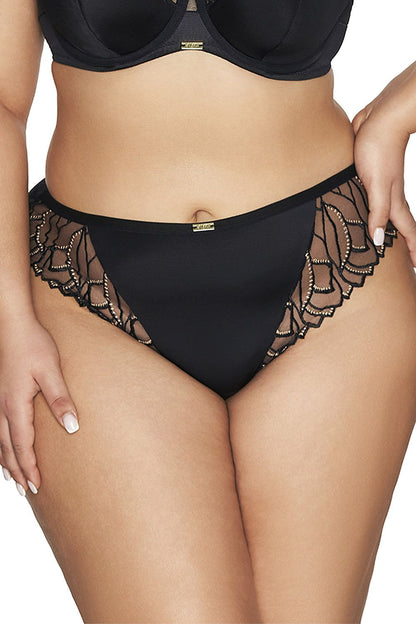 Ava Elegant Full-Coverage Briefs featuring soft microfiber material and delicate mesh detail, available in sizes EU M-XXL, embodying luxurious comfort and feminine charm.