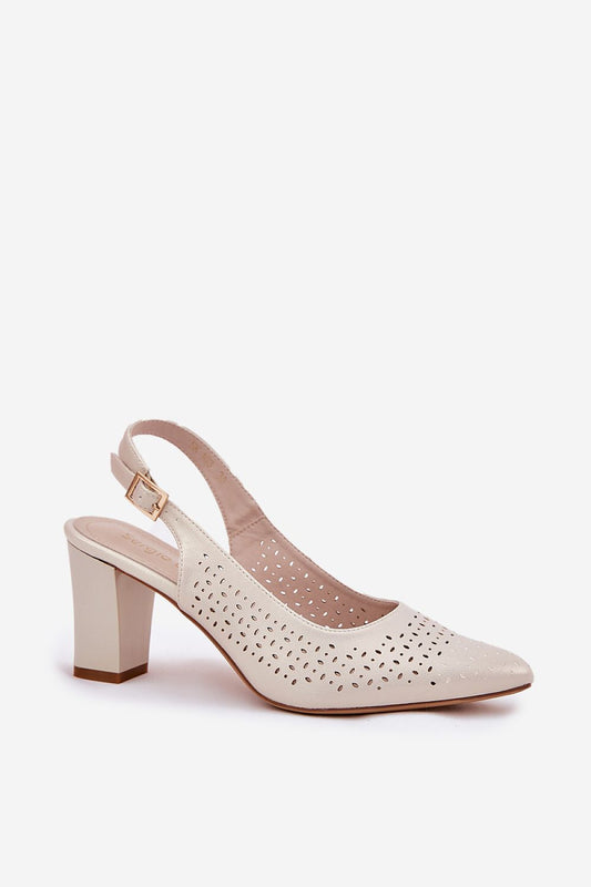 Beautifully crafted eco-leather sandals for women with a stylish block heel and delicate lace accents, designed by Step in Style.