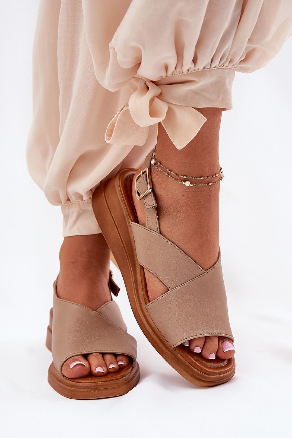 Sophisticated Jezzi Women's Eco Leather Wedge Sandals featuring a 5 cm heel height, ideal for casual or formal occasions.