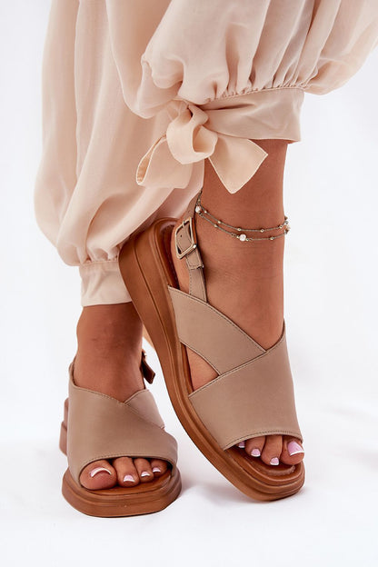 Sophisticated Jezzi Women's Eco Leather Wedge Sandals featuring a 5 cm heel height, ideal for casual or formal occasions.
