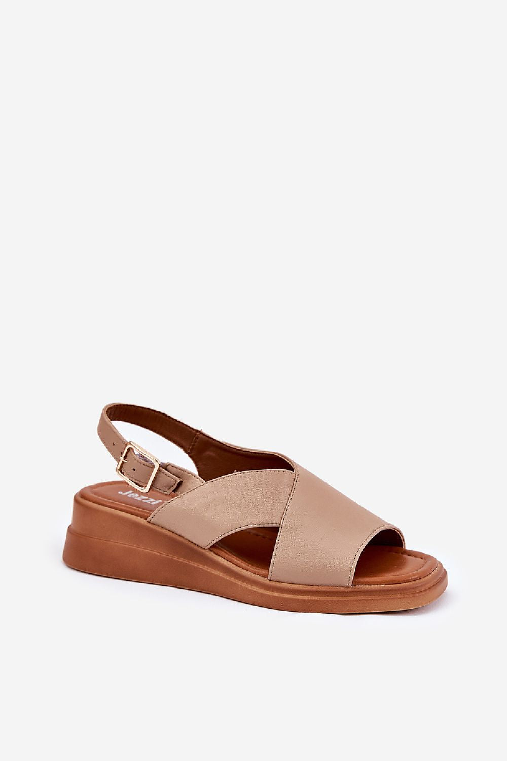 Luxurious Jezzi Women's Eco Leather Wedge Sandals with a chic adjustable strap, harmonizing style and comfort.
