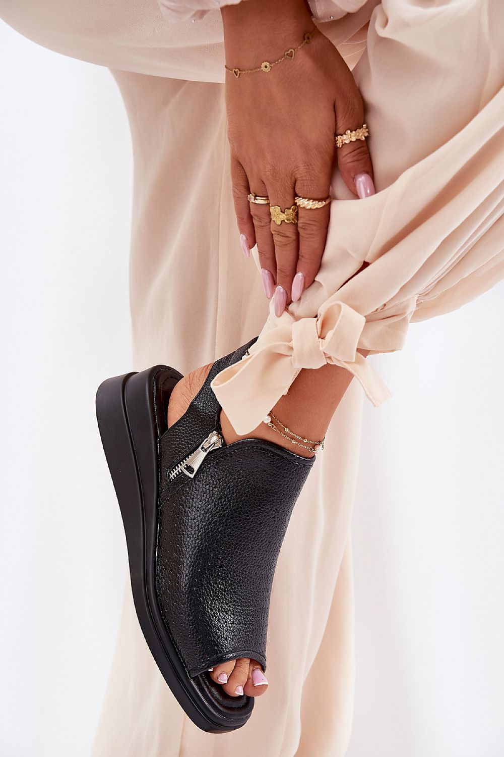 Comfortable Jezzi eco leather wedge sandals for women, designed by Step in Style for a sophisticated summer look.