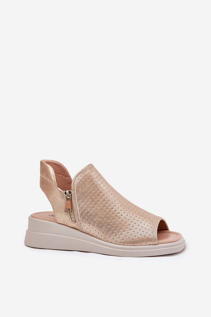 Jezzi women's eco leather sandals with short zipper closure and wedge heel, showcased by Step in Style for ultimate comfort and elegance.