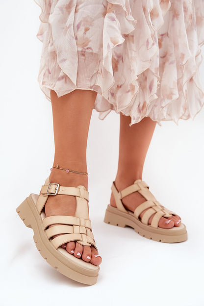 Luxury Women's Eco Leather Platform Sandals with adjustable strap by Step in Style, featuring a chic and comfortable design in eco-friendly material.
