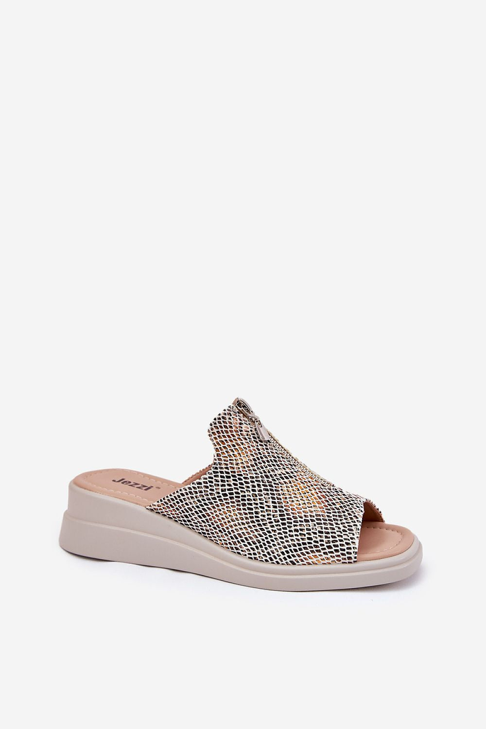 Profile view of Step in Style women's eco leather wedge sandals, highlighting the 5 cm heel and sophisticated design for summer elegance.