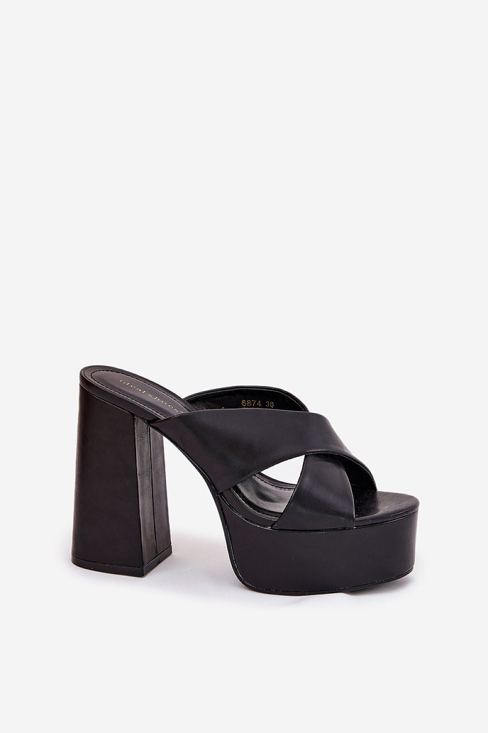 Close-up of Step in Style luxury high heel sandals showcasing eco leather material and stylish intertwined straps for a chic look.