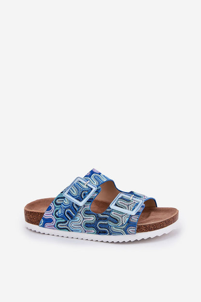 Elegant cork platform flip-flops for women by Step in style, adorned with sequin buckles, providing comfort and luxury for warm-weather wear.