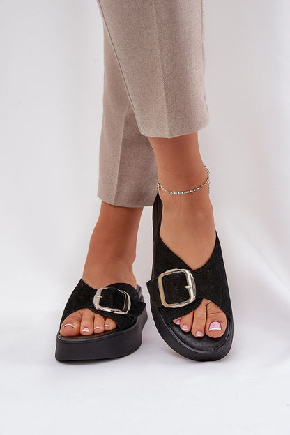 Close-up detail of the soft leather inside the Step in Style suede sandals, highlighting comfort and quality craftsmanship.