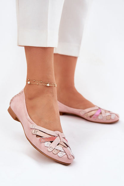 Side view of handmade Maciejka ballet flats, highlighting the delicate heel and contoured insole for exceptional comfort, from Step in Style.