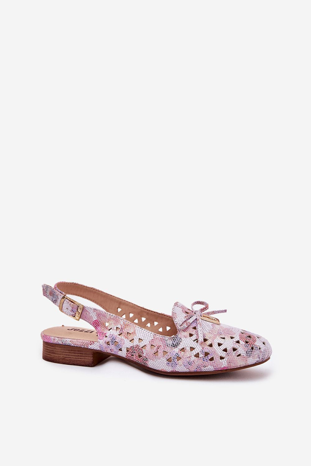 Jezzi eco-suede ballet flats with a fashionable open heel, a perfect blend of style and comfort for fashionable women.