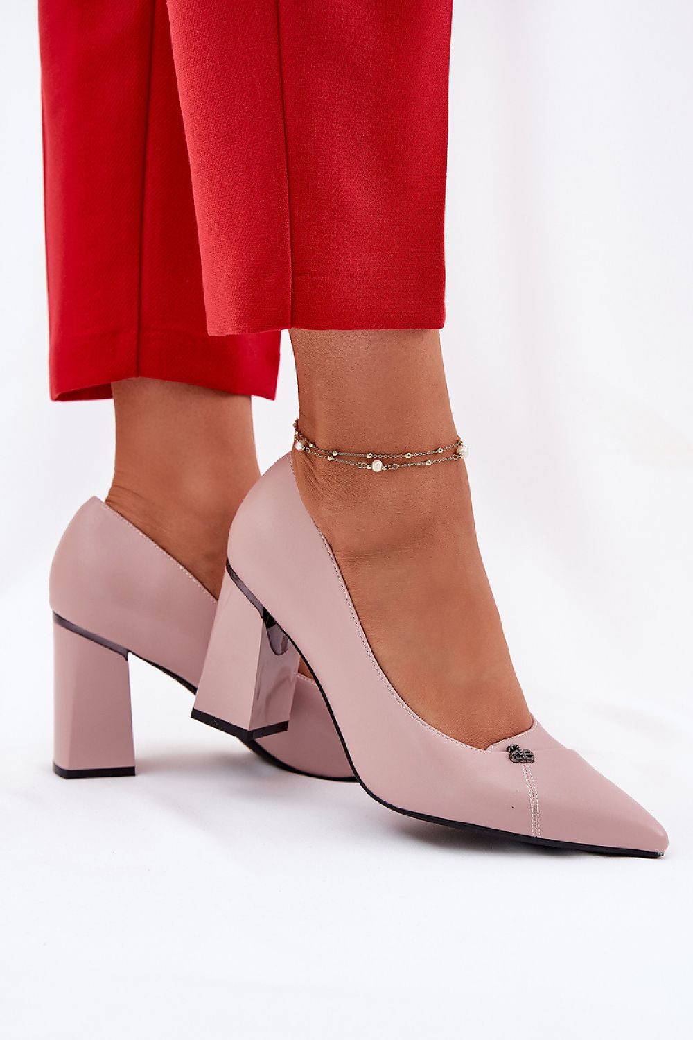 Close-up of Step in Style elegant eco leather pointed toe pumps featuring a chic design, perfect for sophisticated occasions.