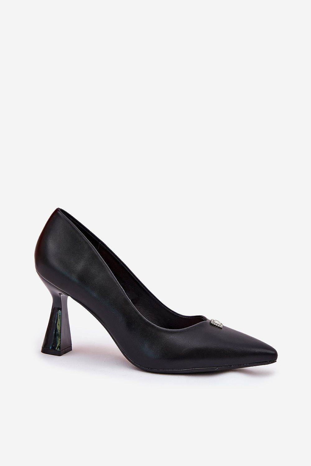 Vinceza Elegant Women's Eco Leather Pumps in black showcasing the extended stiletto heel, perfect for formal occasions by Step in Style.