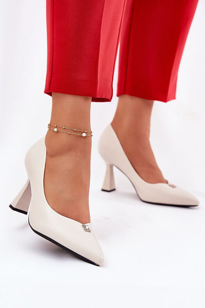Profile view of Vinceza Women's Pumps with an sleek stiletto heel, embodying elegance and sophistication from Step in Style.