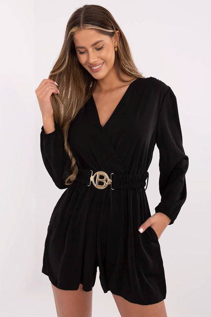 Italy Moda's luxurious women's jumpsuit, elegantly styled with a belted waist and long-sleeve design, exuding charm and grace for all occasions.