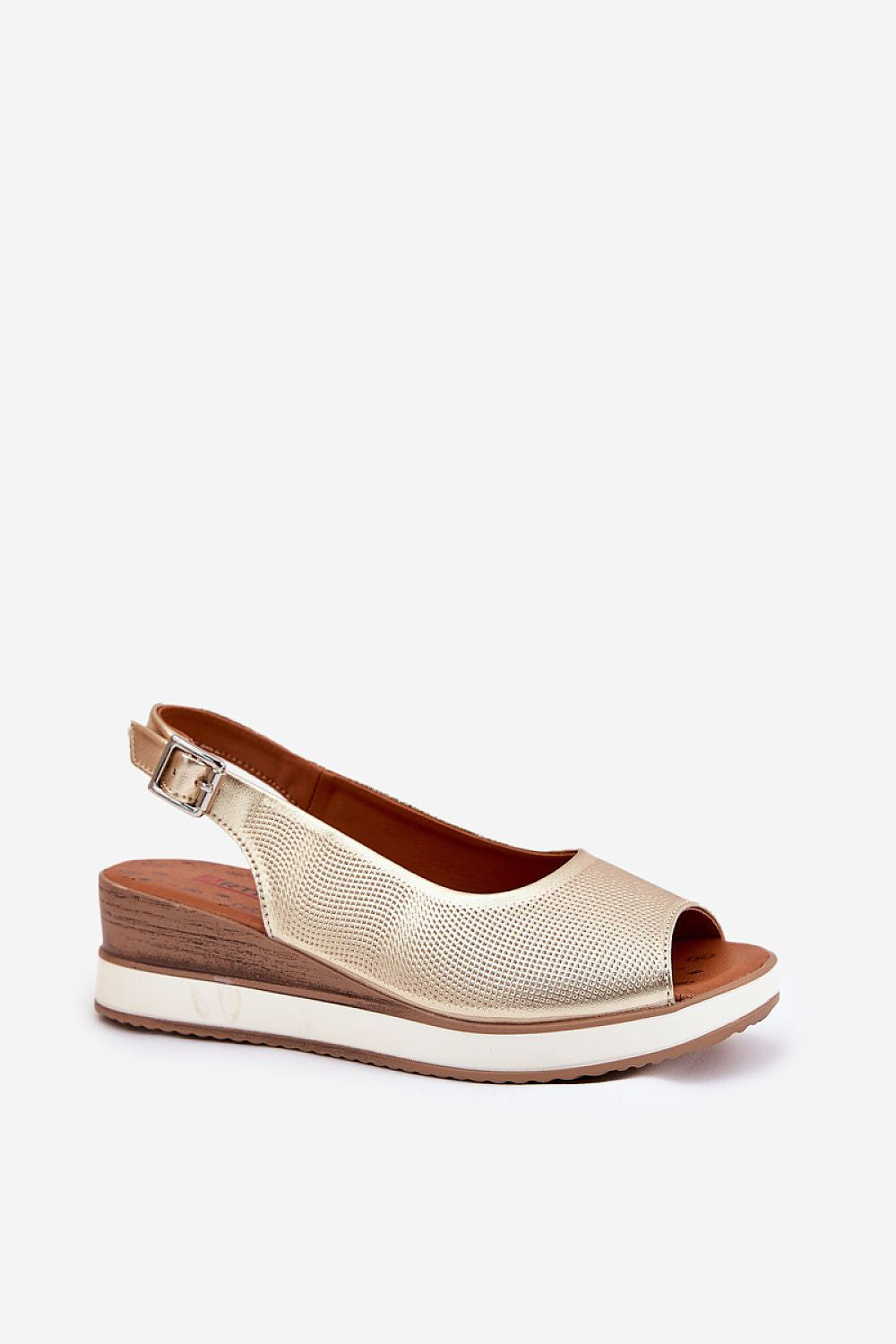 Elegant women's natural leather wedge sandals by Step in Style, featuring an adjustable strap and 5cm heel, perfect for a chic and comfortable look.