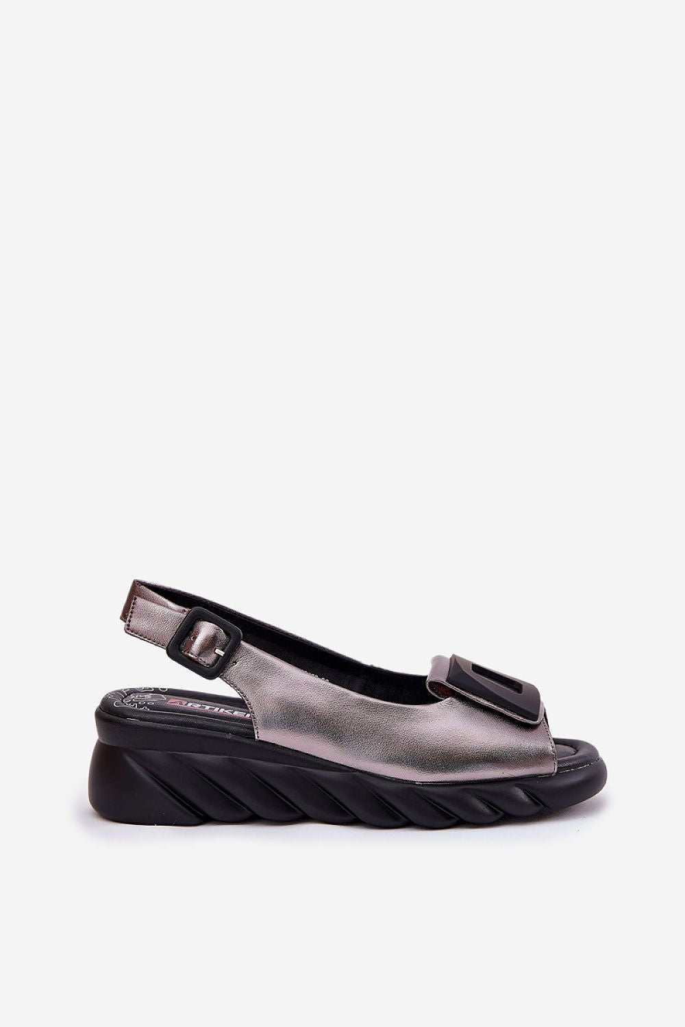 Stylish women's wedge sandals made from premium natural leather and adjustable buckle, designed by Step in Style for luxurious comfort.
