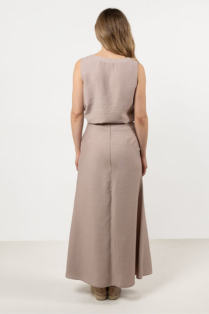 Awama's Elegant V-Neck Blouse detailing wide straps and darts on the bust for a secure and stylish look.