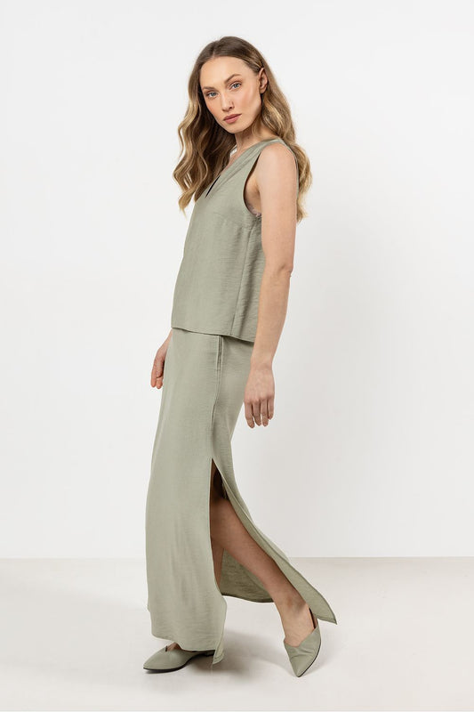 Close-up of the fabric texture of the rayon skirt by Awama, highlighting softness and comfort for all-day wear.