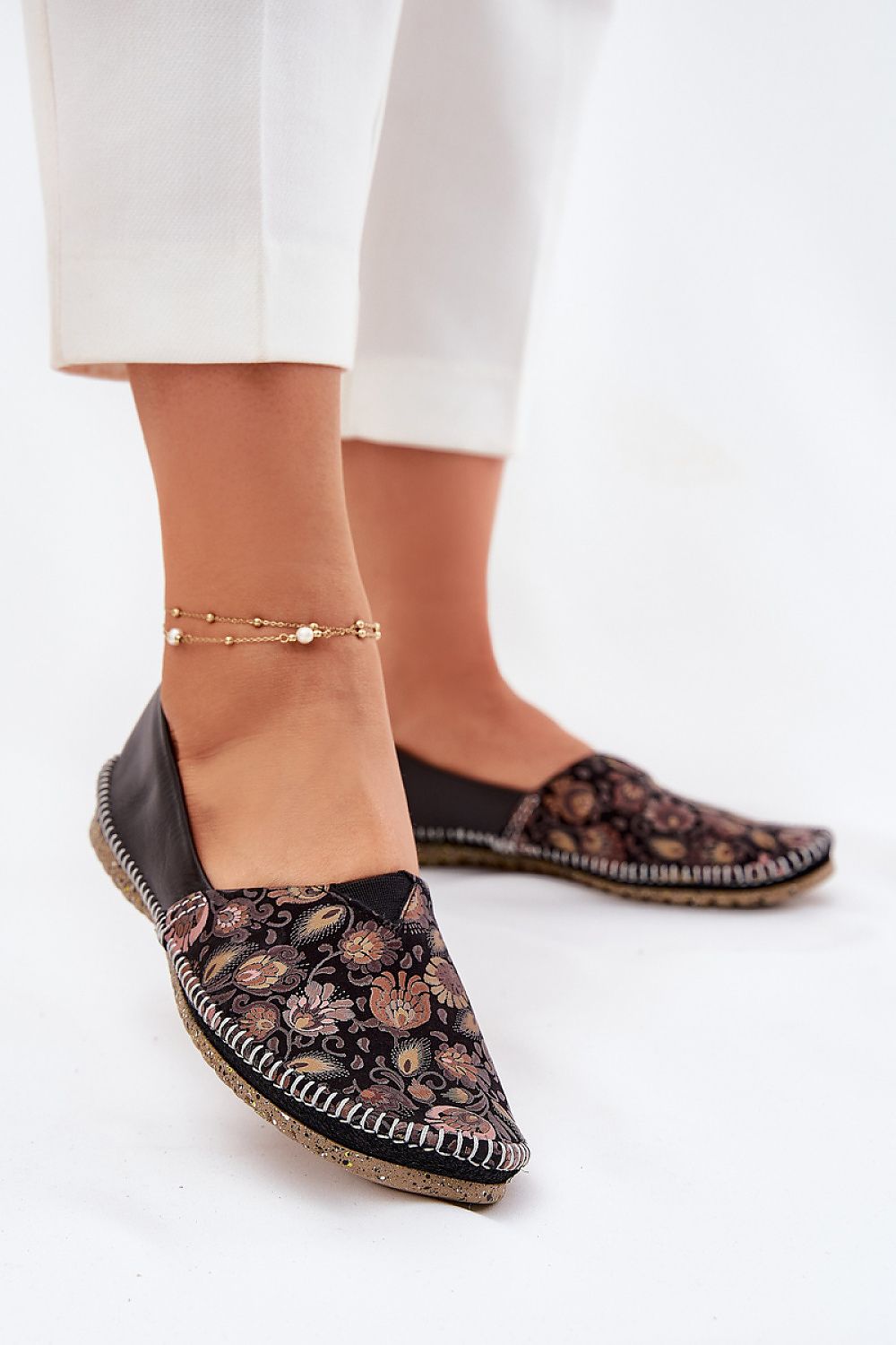Elegant natural leather ballet flats for women by Step in Style, showcasing a stylish design with comfortable rounded toes and intricate patterning, perfect for an upscale wardrobe.
