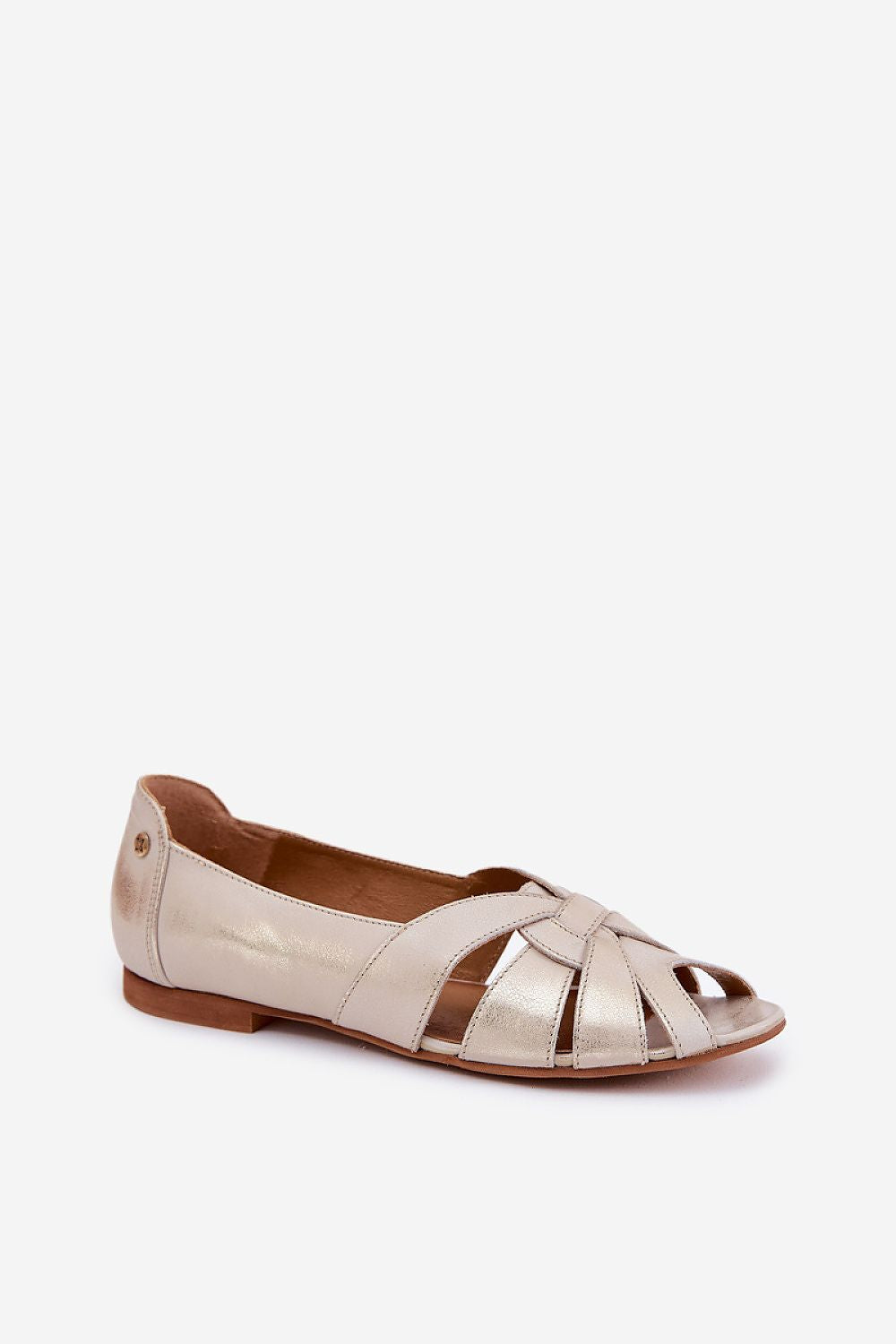 Elegant open-toe women's ballet flats made from natural leather by Step in Style, showcasing comfort and luxury in sizes EU 36-41.