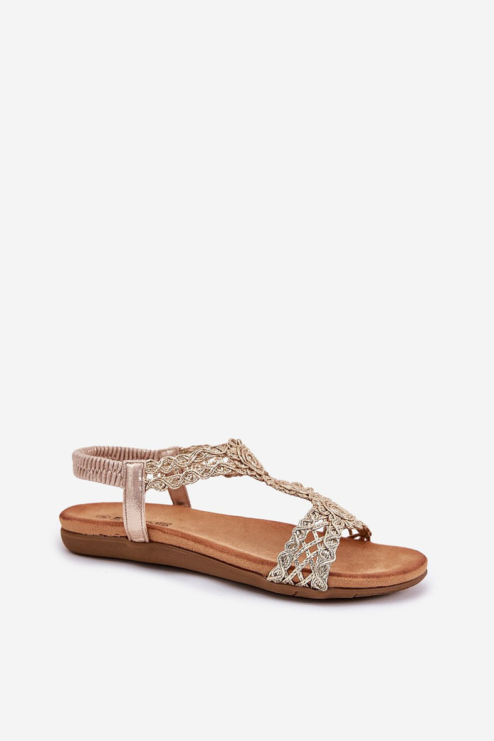 Side view of luxurious braided strap flat sandals for women, crafted by Step in style for EU sizes 36-41.
