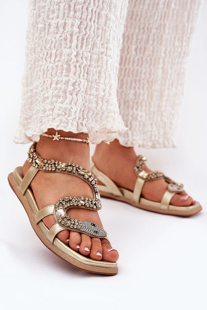 Luxury eco leather women's sandals by Step in Style featuring sequin detailing and a unique crystal snake design, perfect for summer elegance.