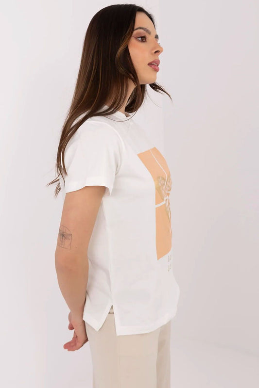 Luxury women's t-shirt by Factory Price featuring stunning butterfly sequin detail, perfect for elegant casual styling.