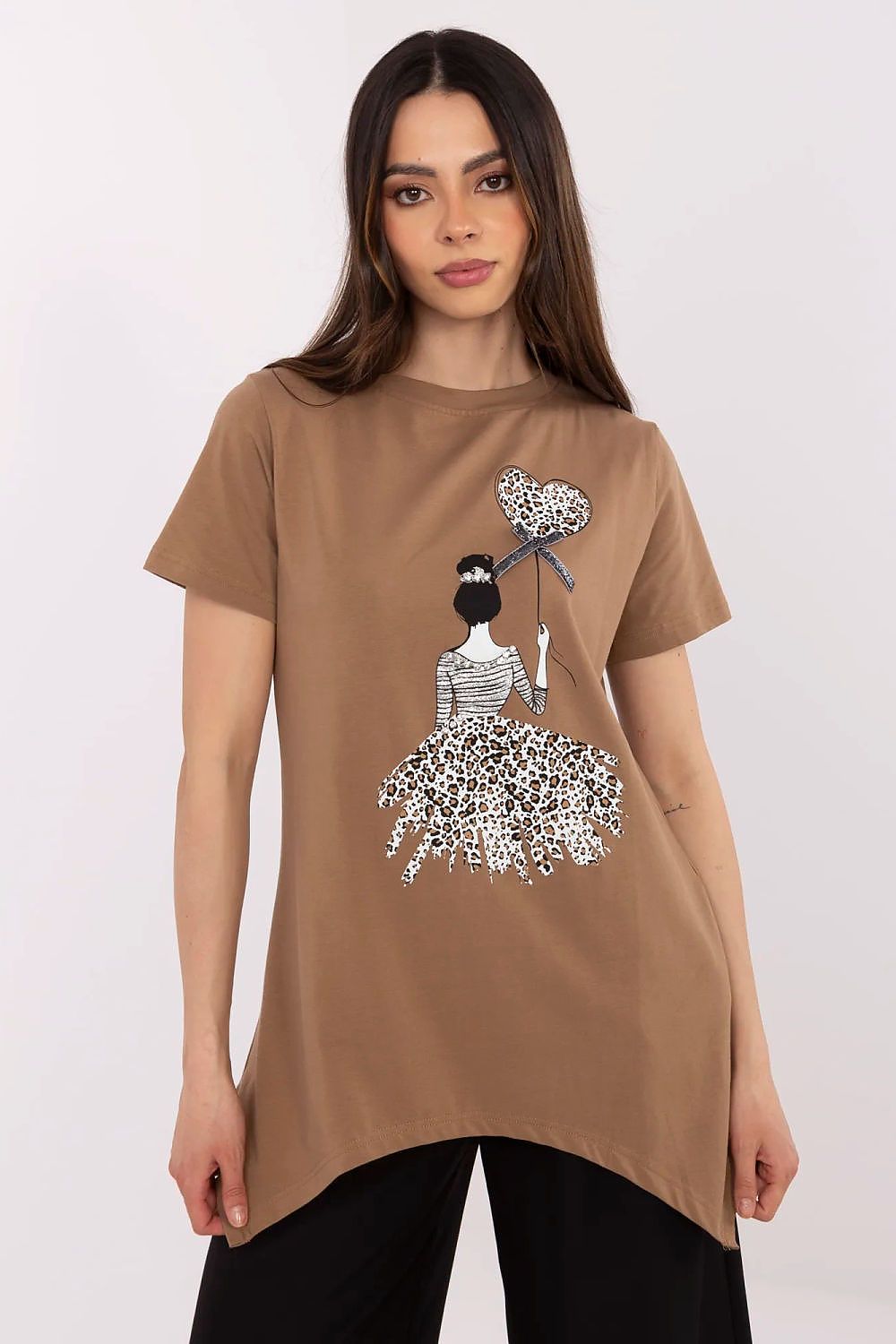 Sophisticated casual blouse with vibrant animal motif by Factory Price, crafted from premium cotton and spandex for a perfect silhouette.