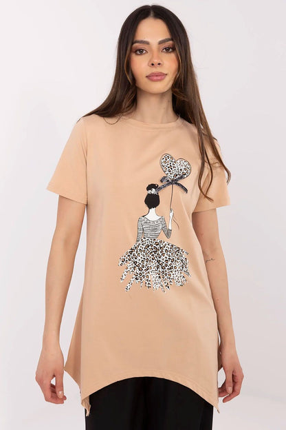 Close-up view of the trendy animal print on a women's blouse, crafted for comfort and elegance by Factory Price.