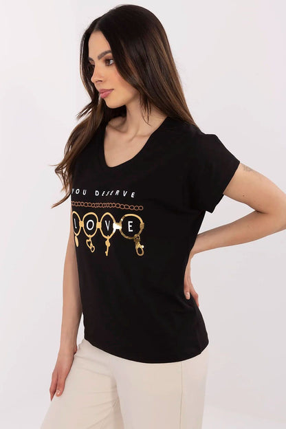 Close-up of Luxury Women's Casual T-Shirt showcasing Soft Cotton & Spandex Blend, Designed by Factory Price for Sophisticated Casual Style