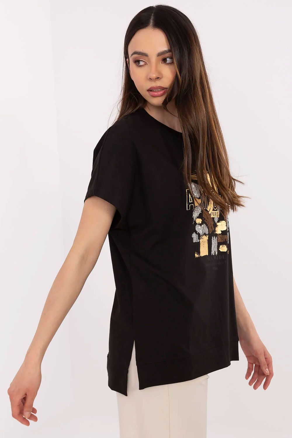 Fashion-forward women's blouse with a comfortable fit and luxe embellishments, presented by Factory Price, ideal for versatile everyday looks.