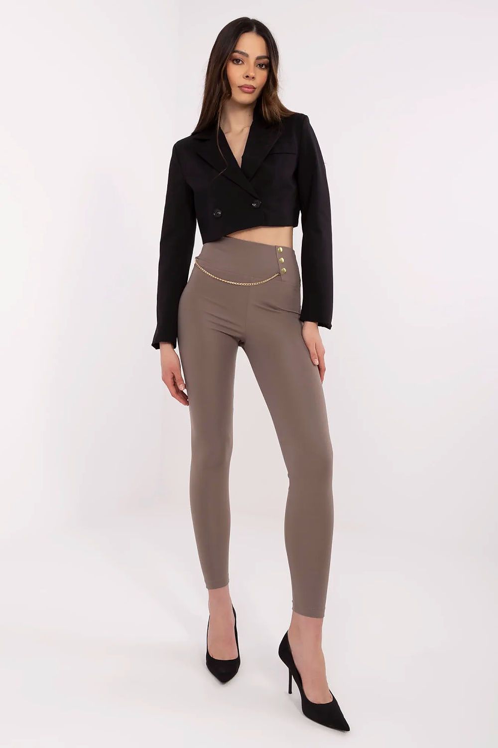 Elegant long leggings for women by Factory Price, featuring a high waist and tapered fit, perfect for stylish everyday wear and formal occasions.