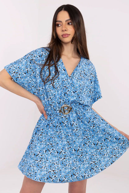 Elegant women's floral jumpsuit by Italy Moda featuring a wrap neckline and mini-length design, perfect for stylish summer occasions.