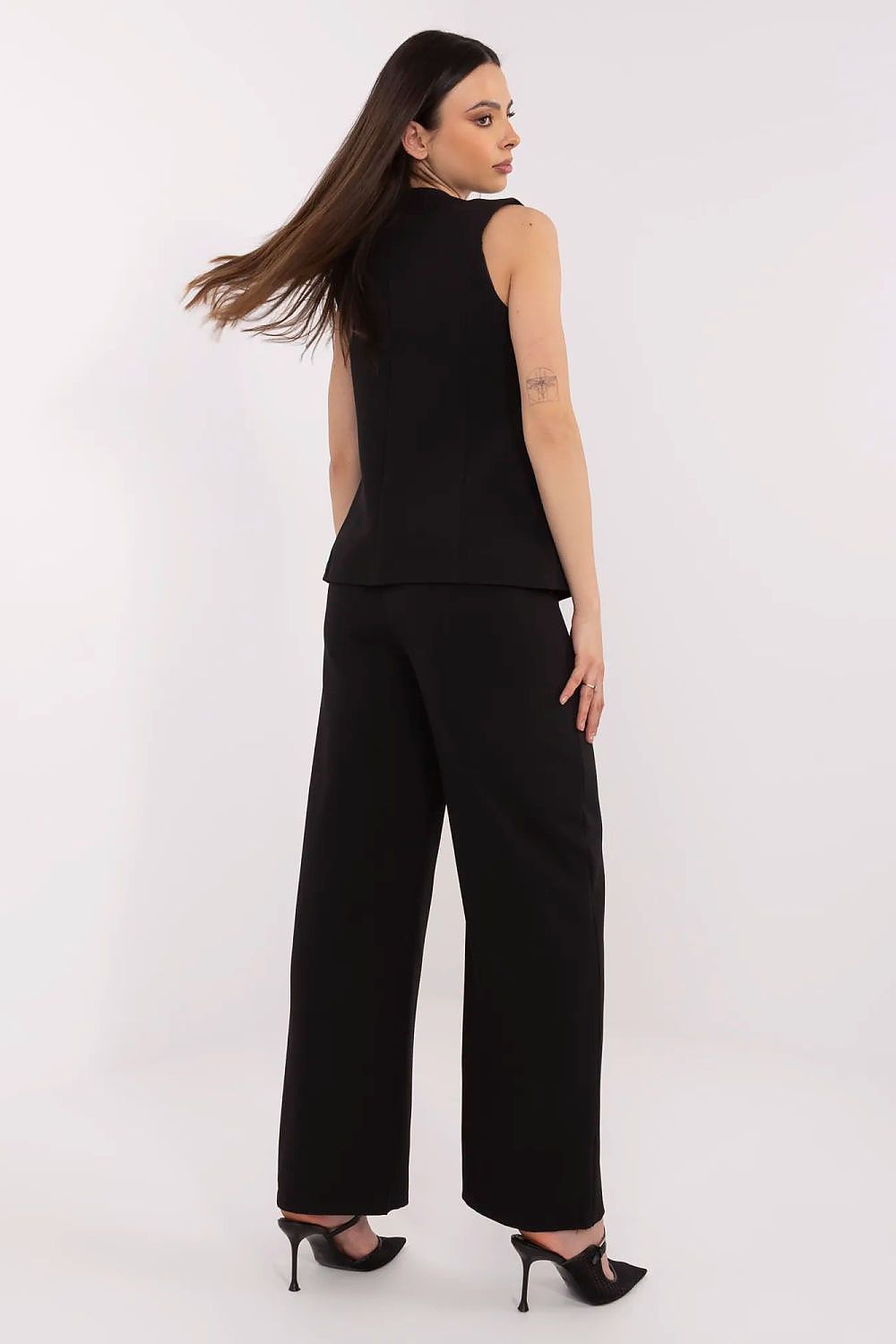 Stylish vest and high-waisted pants set for women, crafted from a comfortable polyester blend by Italy Moda, ideal for both office and evening outings.