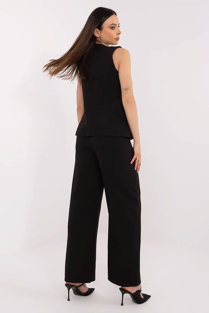 Stylish vest and high-waisted pants set for women, crafted from a comfortable polyester blend by Italy Moda, ideal for both office and evening outings.