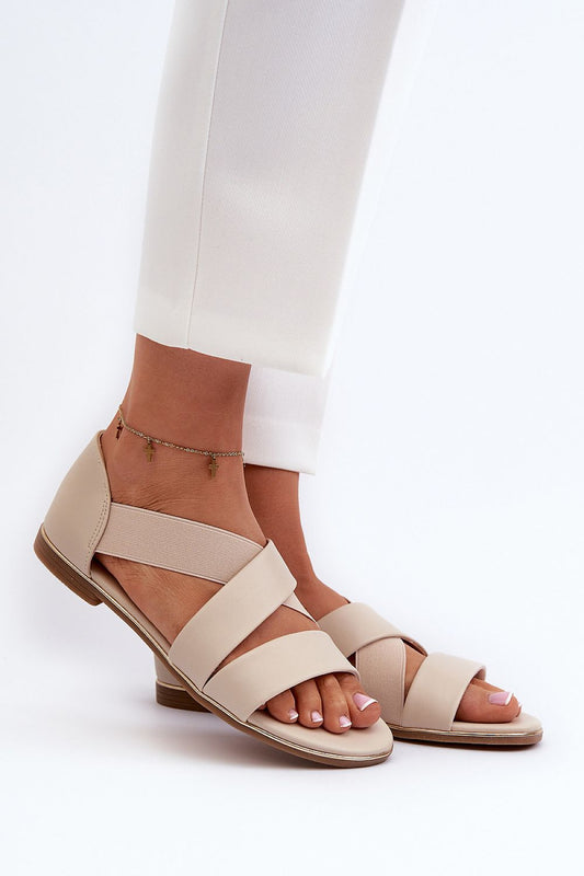Luxury eco leather women's sandals by Step in Style, featuring an elastic band for a comfortable fit, ideal for elegant summer outings.