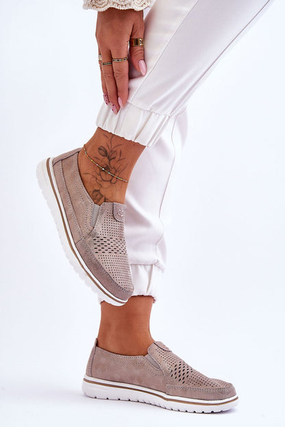 Elegant women's leather loafers with lacy design by Step in Style, featuring comfortable platform and natural leather construction, available in EU sizes 36-41.