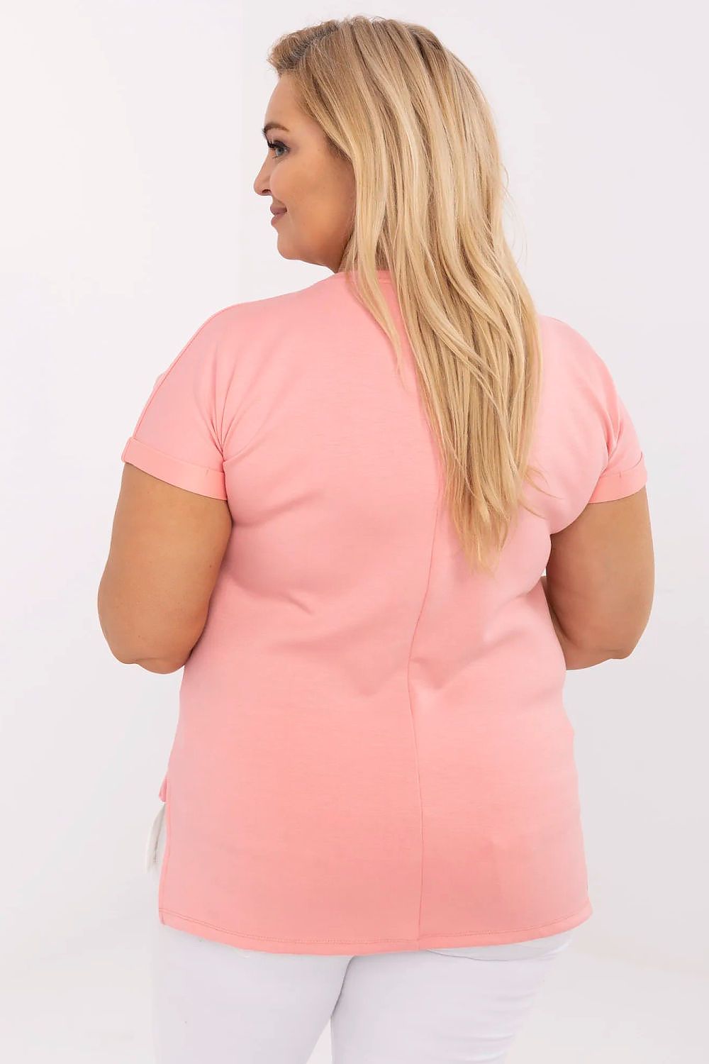 Relevance plus size blouse, showcasing its smooth texture and flattering silhouette, perfect for everyday elegance.