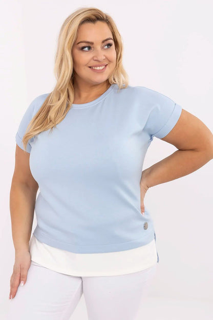 Relevance's chic plus size blouse with short sleeves, ideal for a sophisticated yet comfortable fashion statement.