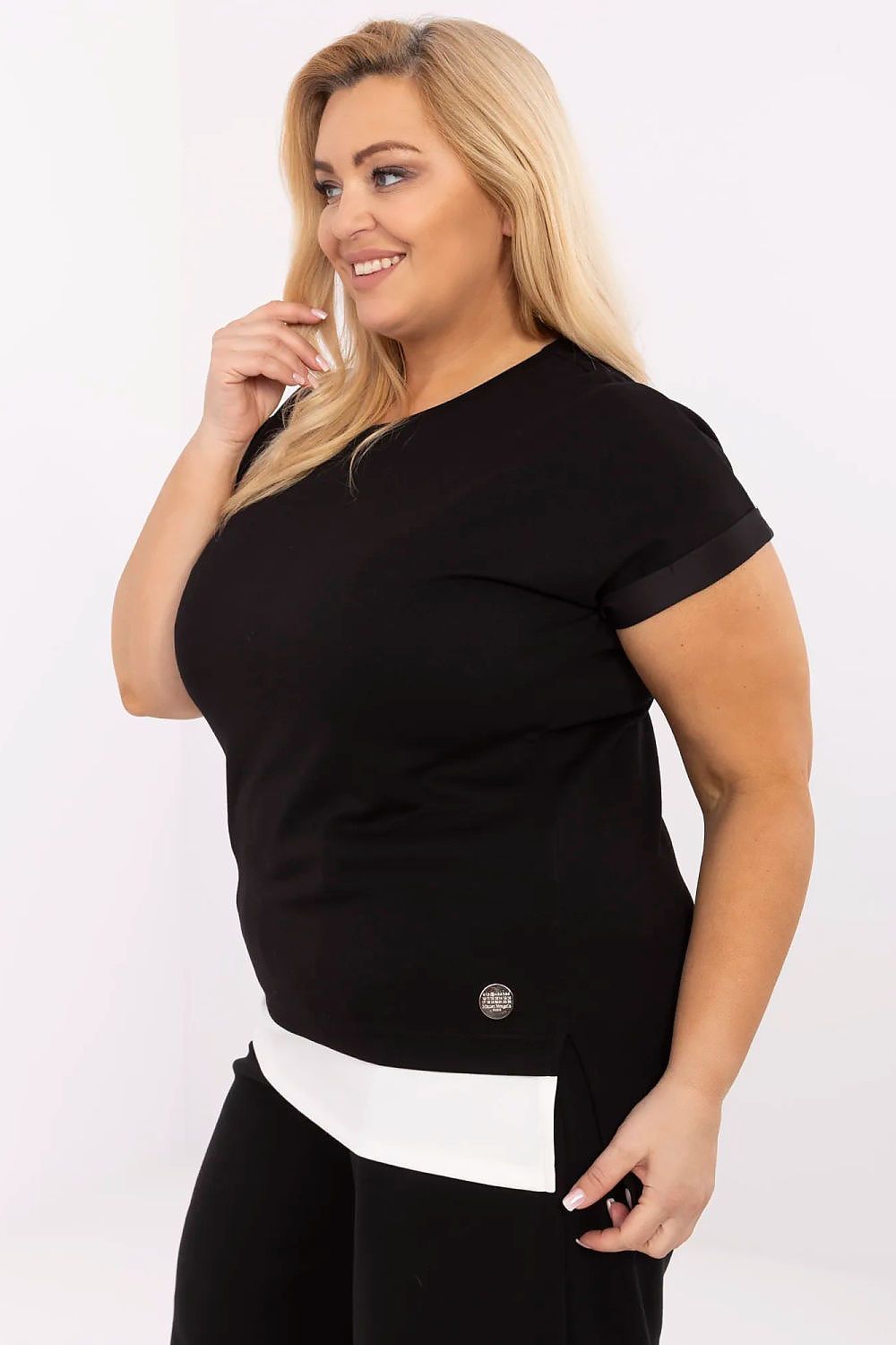 Plus size blouse by Relevance with short sleeves, perfect for versatile stylish outfits, crafted for all-day comfort.