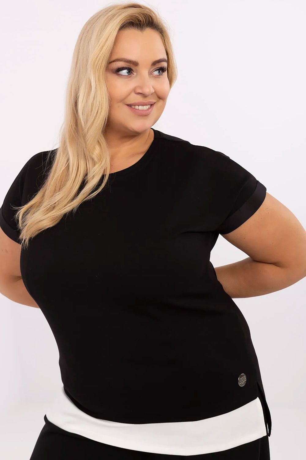 Elegant plus size blouse by Relevance, showcasing a soft viscose blend, modern design, and slimming fit, perfect for stylish casual wear in EU sizes 0-5.
