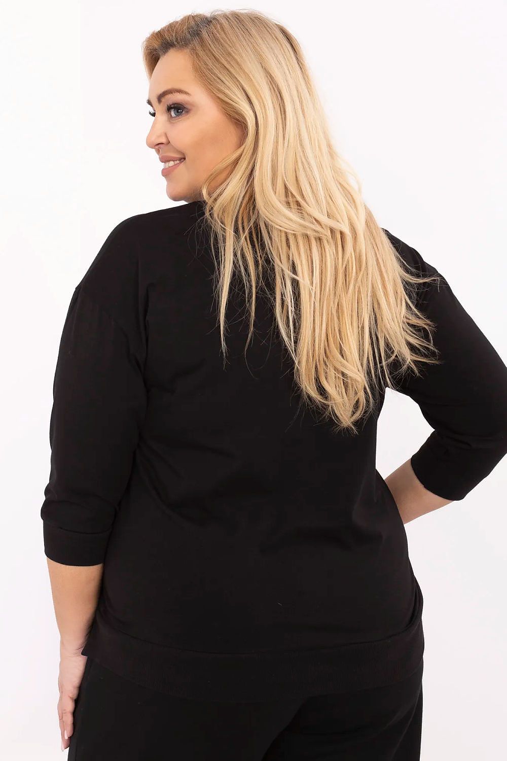 Chic and stylish plus size blouse by Relevance with 3/4 sleeves, ideal for fashionable casual wear, enriched with decorative accents.